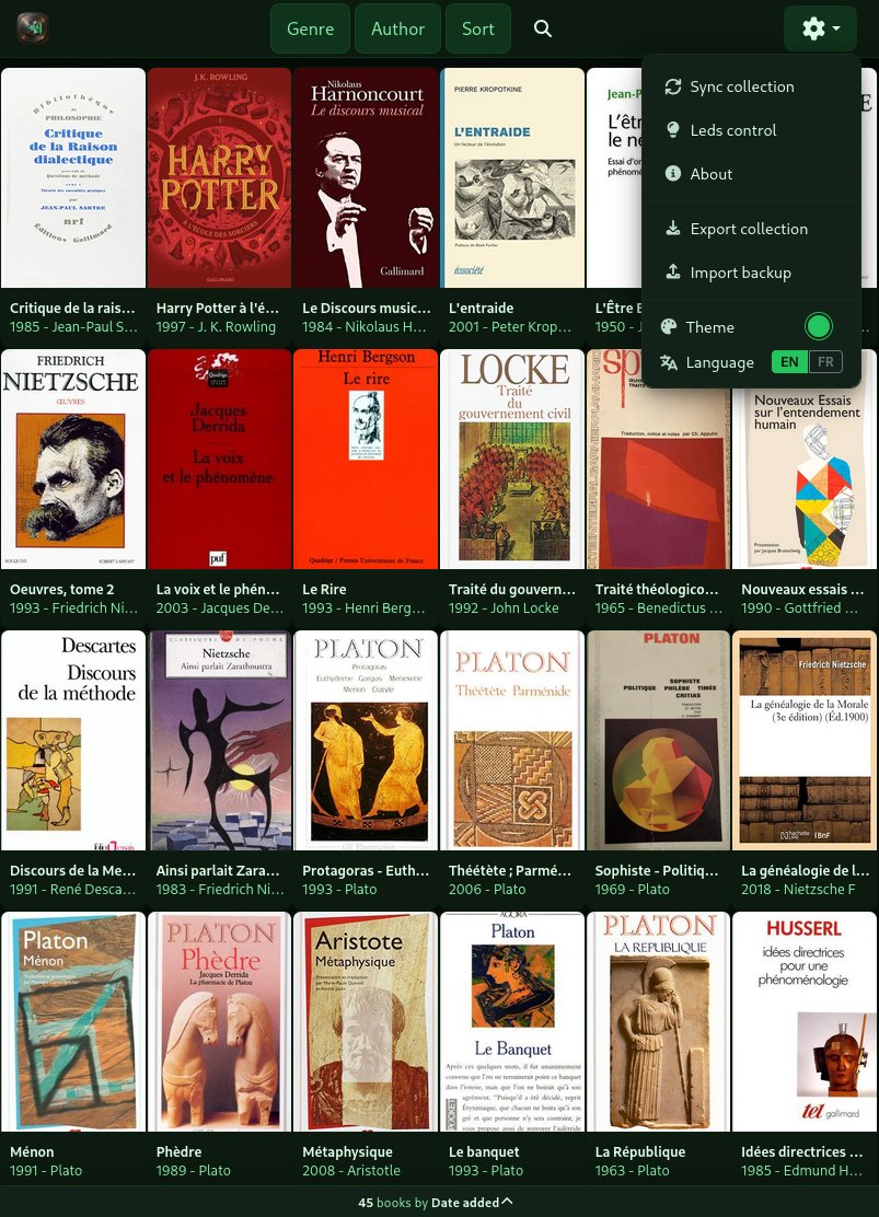 Aperçu de l'interface TropoBiblio