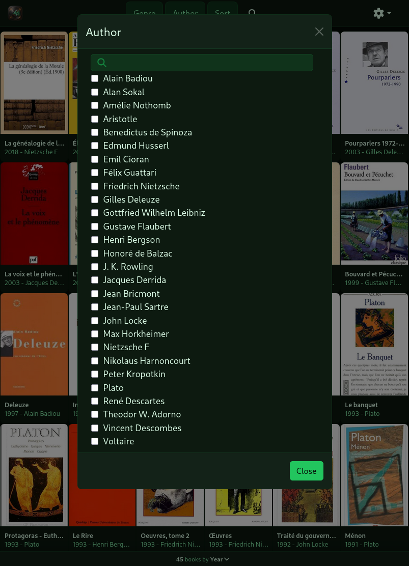 Authors Filter Modal
